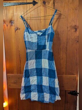 Old Navy Blue and White Plaid Mini Dress